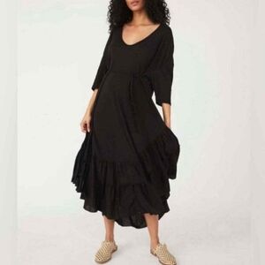 NWT Free People Sun Seeker Maxi Dress Relaxed Fit Obsidian Black Small OB1284940